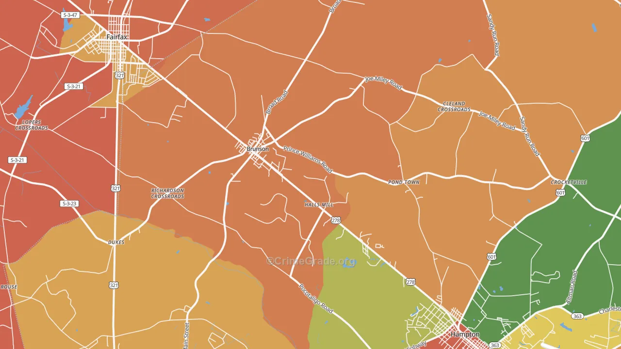29911, SC Map of Drug-Related Crime Rates