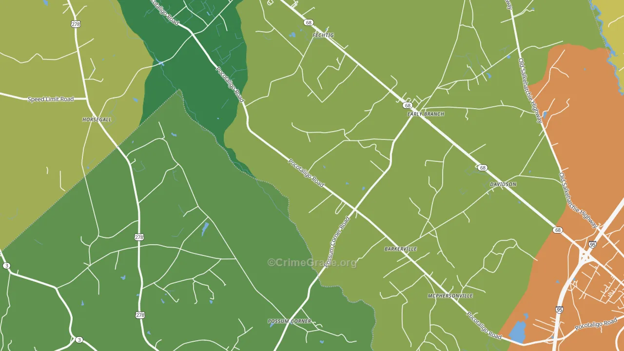 29916, SC Map of Drug-Related Crime Rates