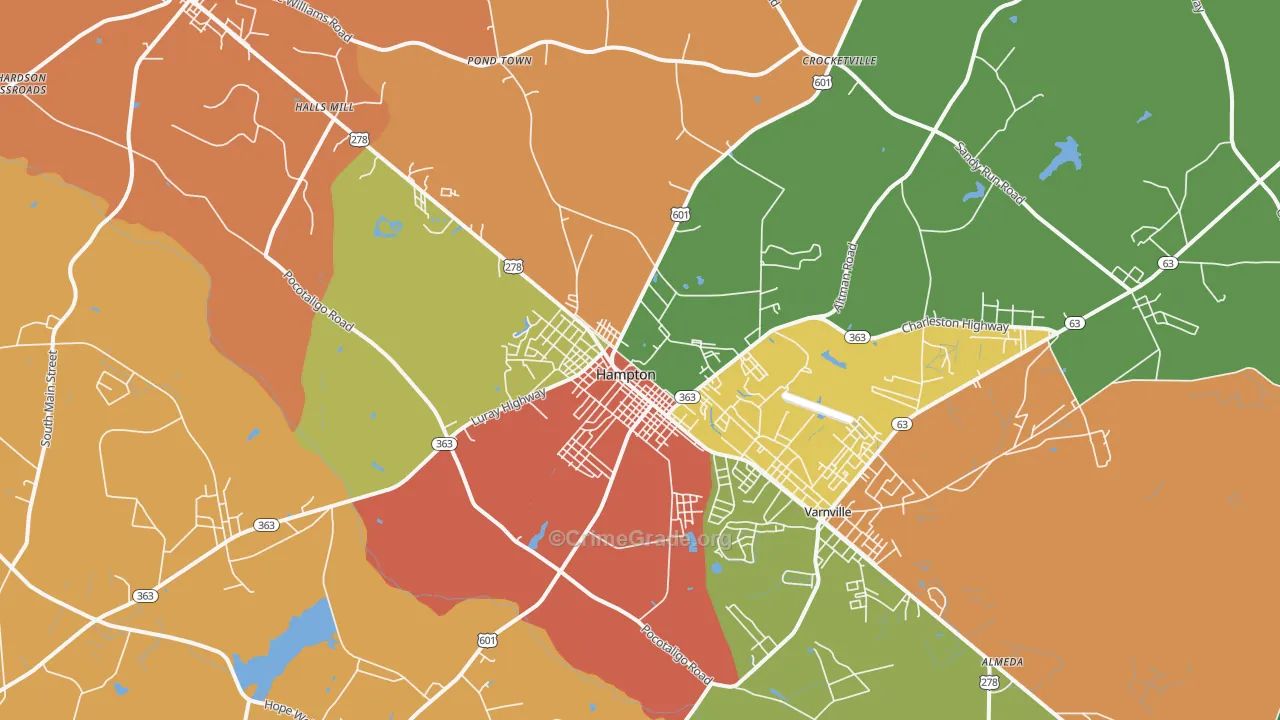 29924, SC Map of Drug-Related Crime Rates