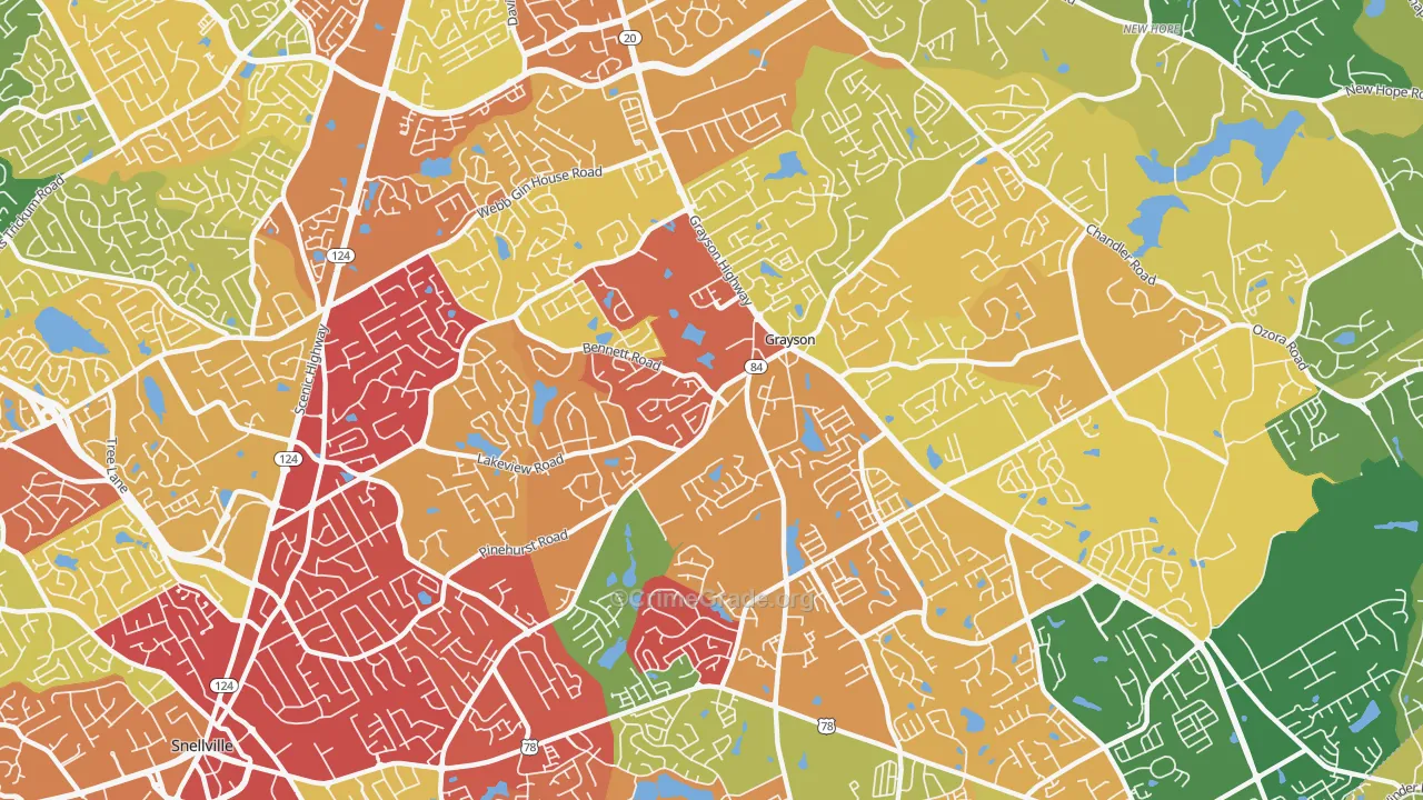 30017, GA Map of Drug-Related Crime Rates