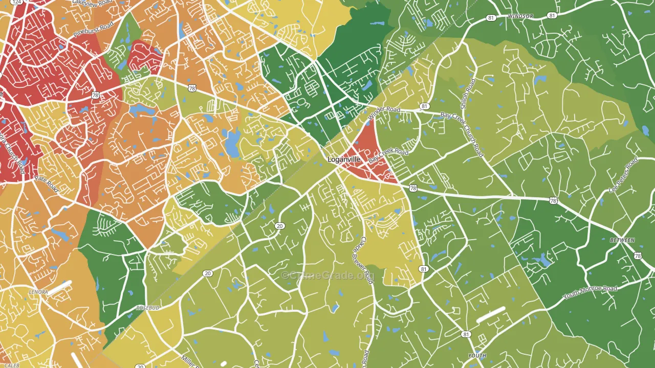 30052, GA Map of Drug-Related Crime Rates