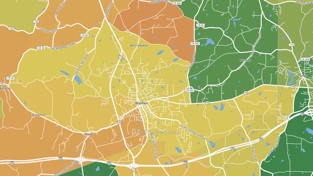 30110, GA Map of Drug-Related Crime Rates