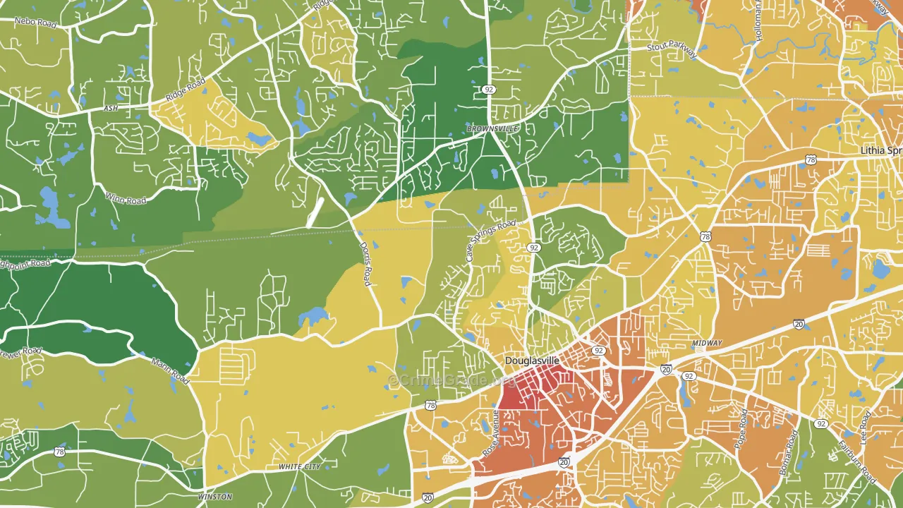 30134, GA Map of Drug-Related Crime Rates