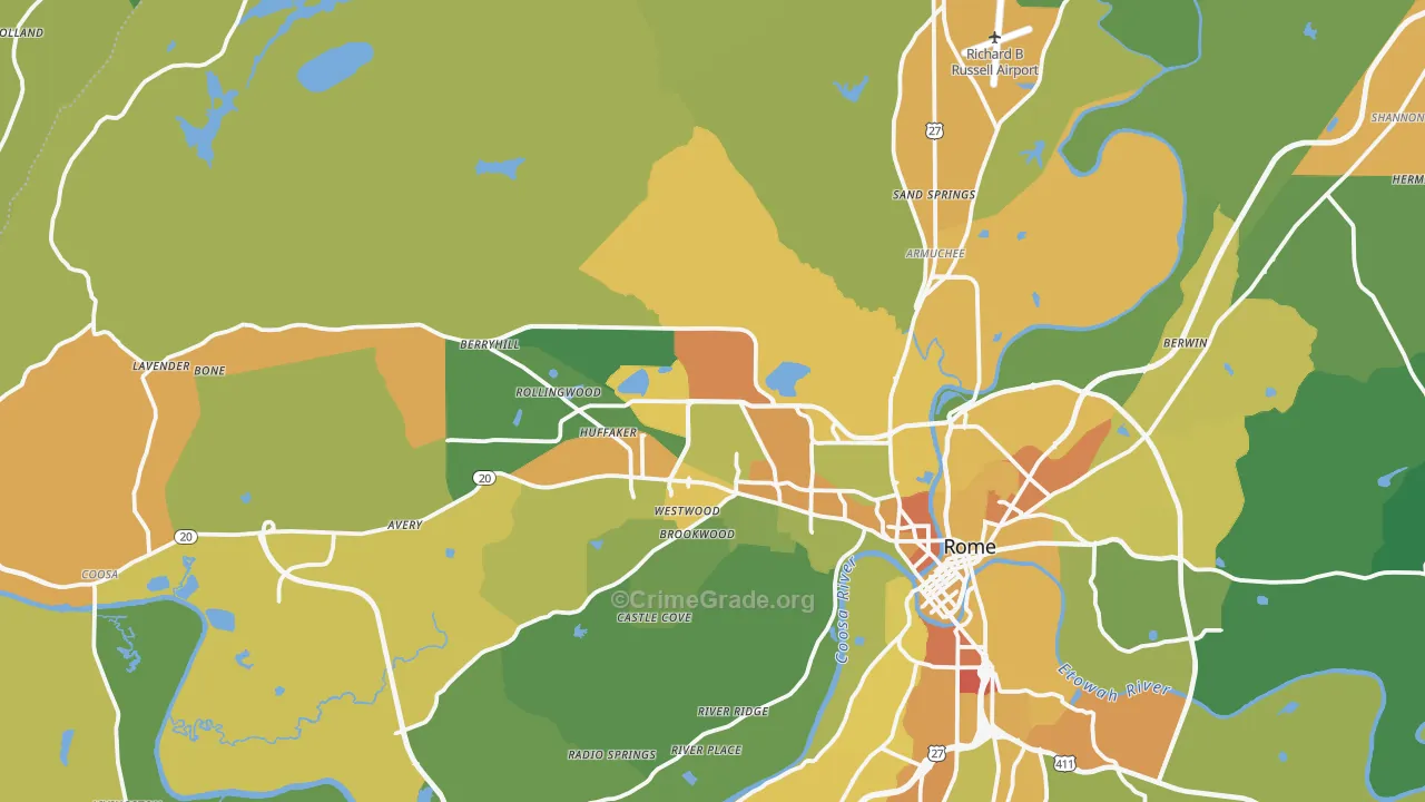 30165, GA Map of Drug-Related Crime Rates