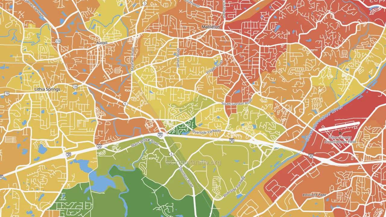 30168, GA Map of Drug-Related Crime Rates