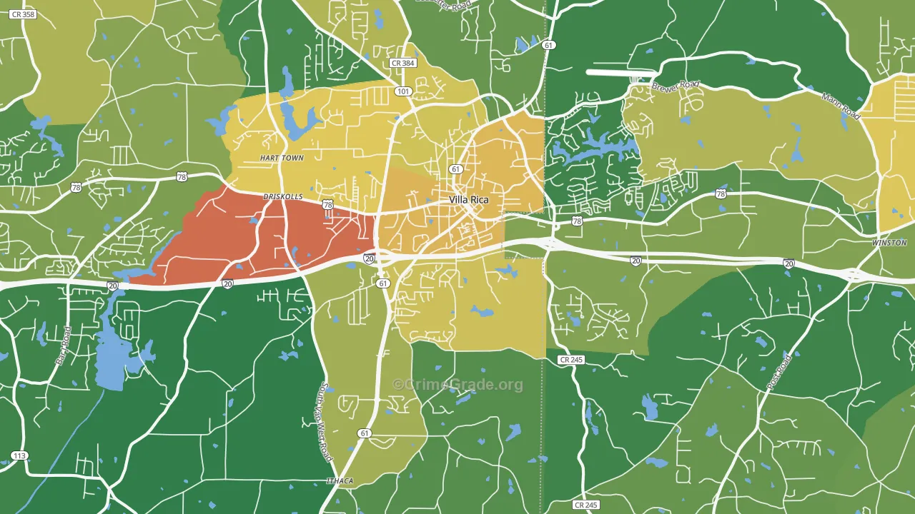 30180, GA Map of Drug-Related Crime Rates