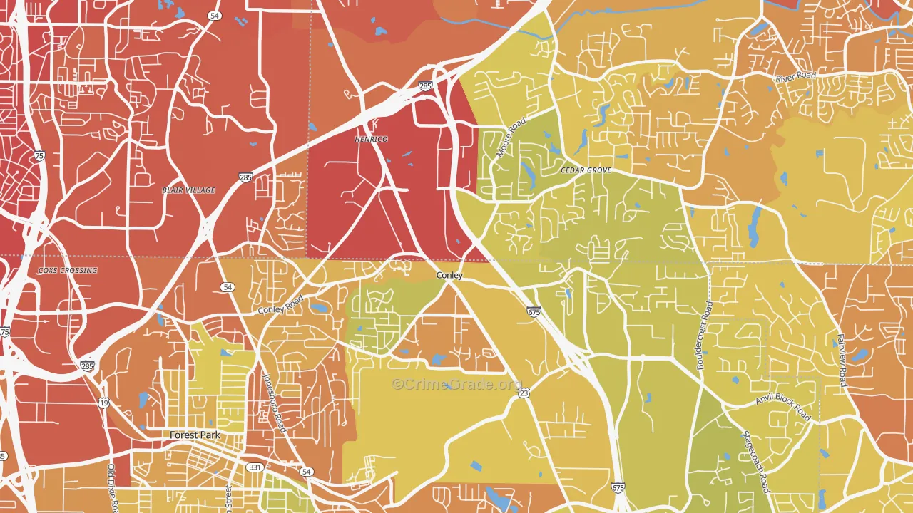 30288, GA Map of Drug-Related Crime Rates