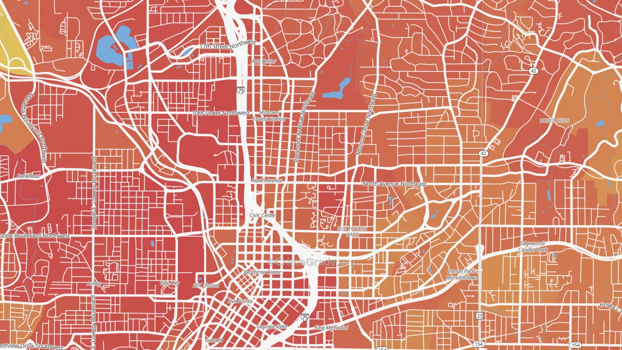 30308, GA Map of Drug-Related Crime Rates
