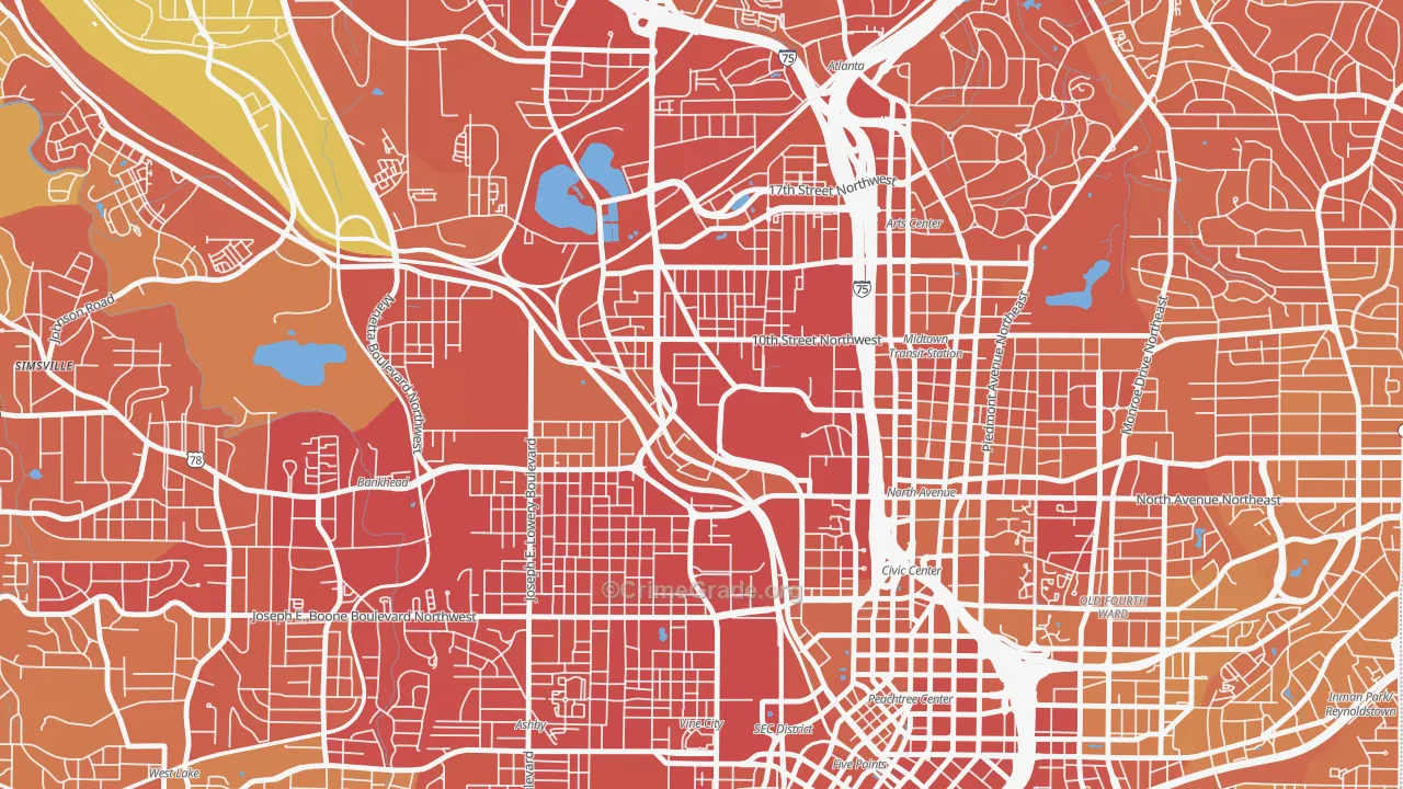 30332, GA Map of Drug-Related Crime Rates