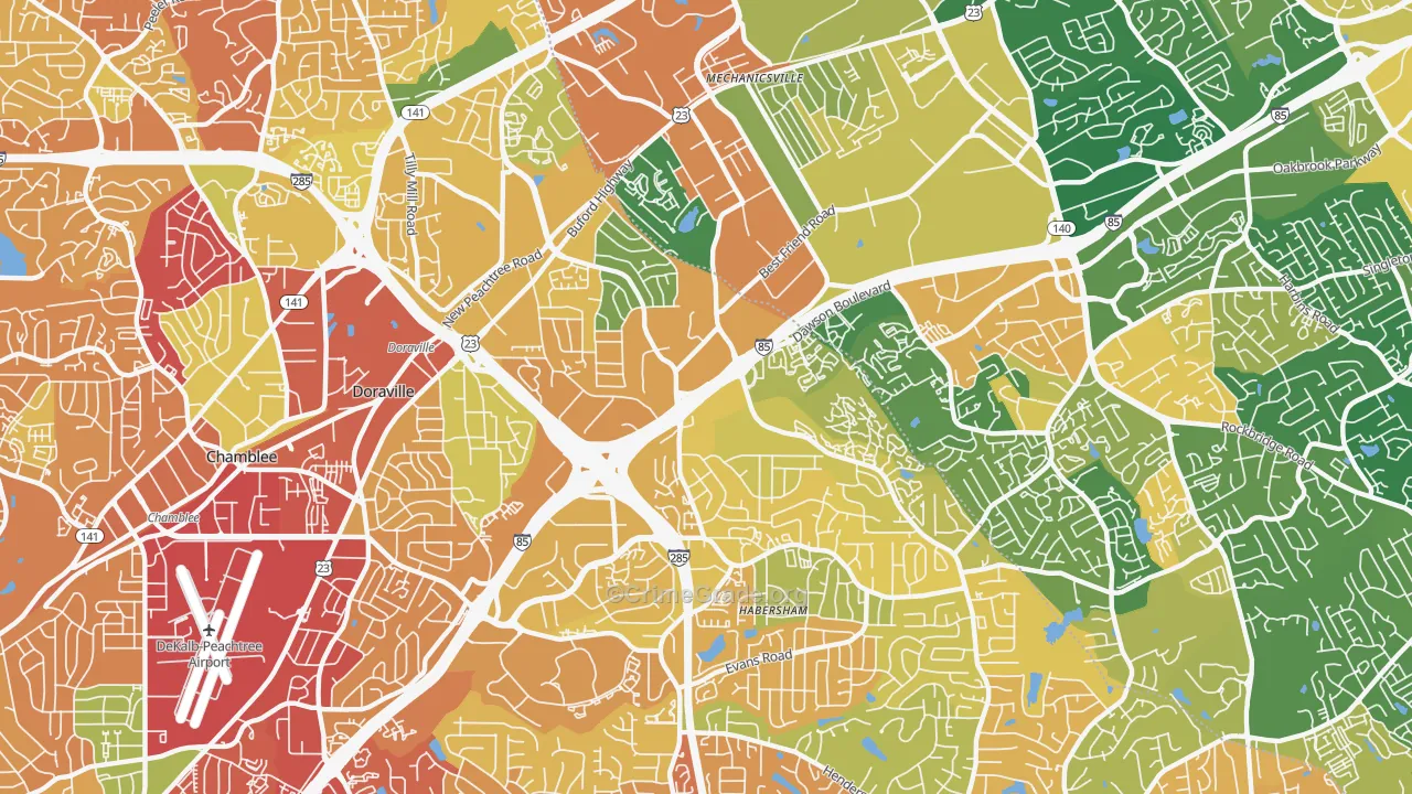 30340, GA Map of Drug-Related Crime Rates