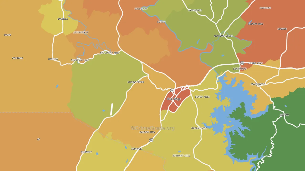 30513, GA Map of Drug-Related Crime Rates