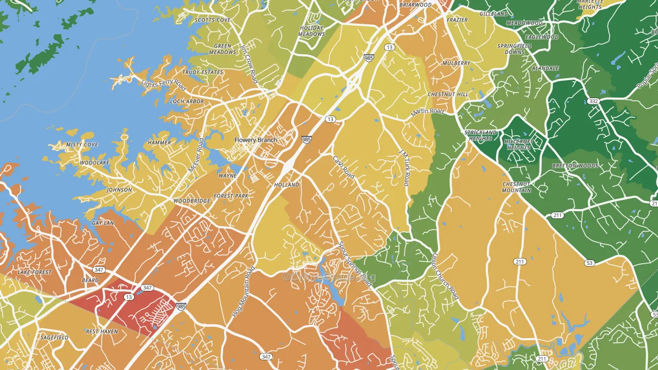 30542, GA Map of Drug-Related Crime Rates