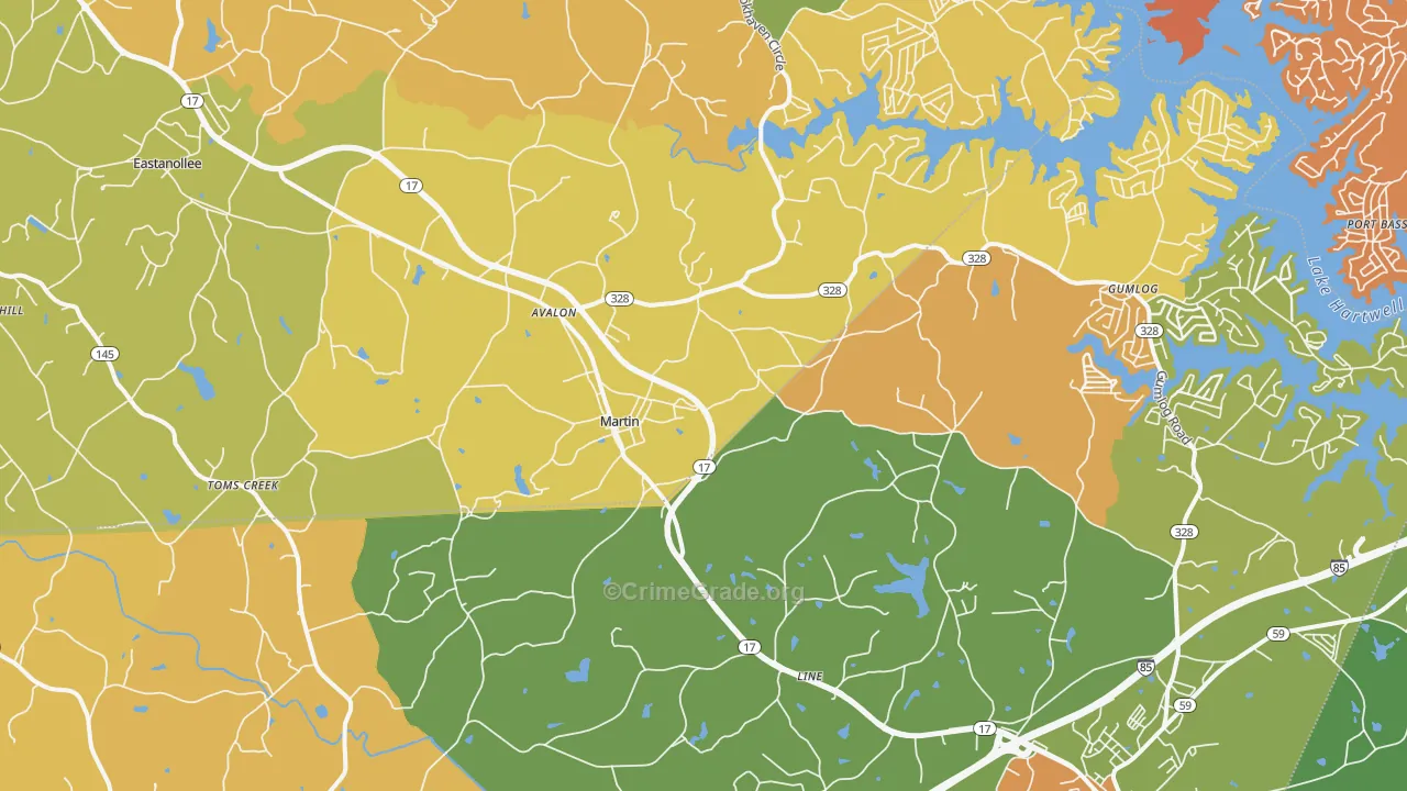 30557, GA Map of Drug-Related Crime Rates