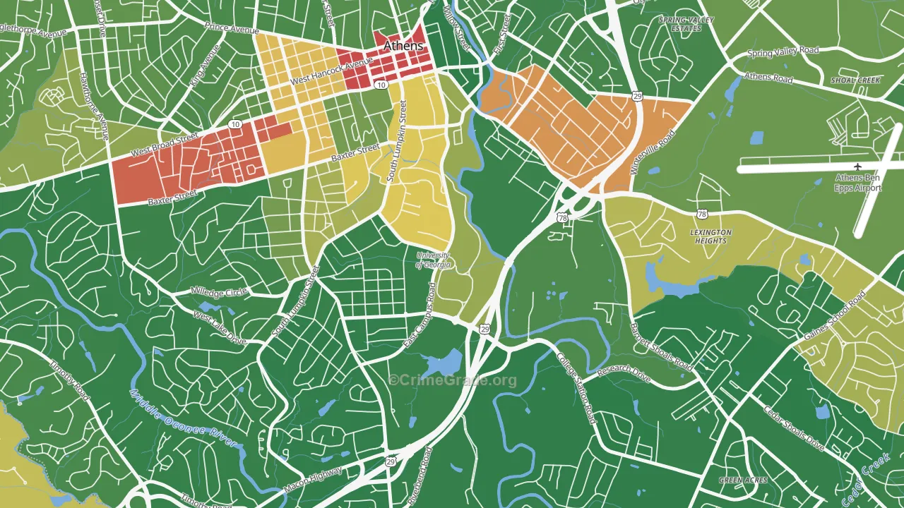30602, GA Map of Drug-Related Crime Rates
