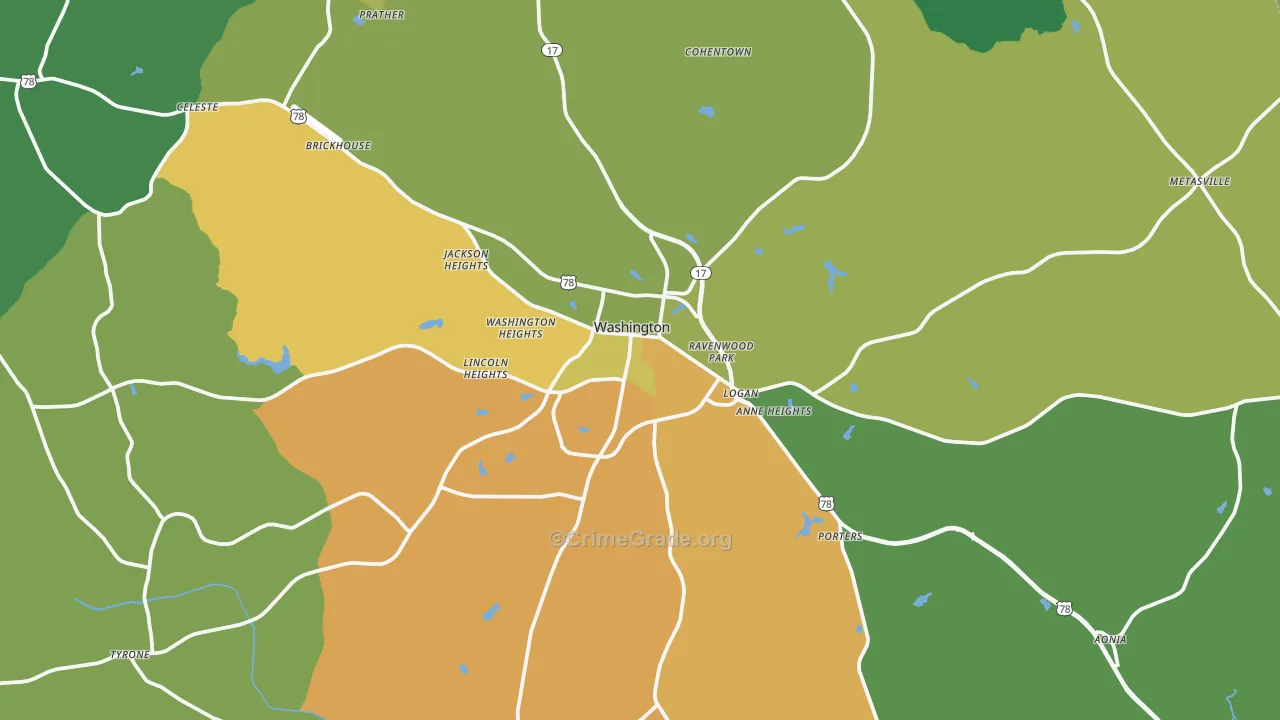 30673, GA Map of Drug-Related Crime Rates