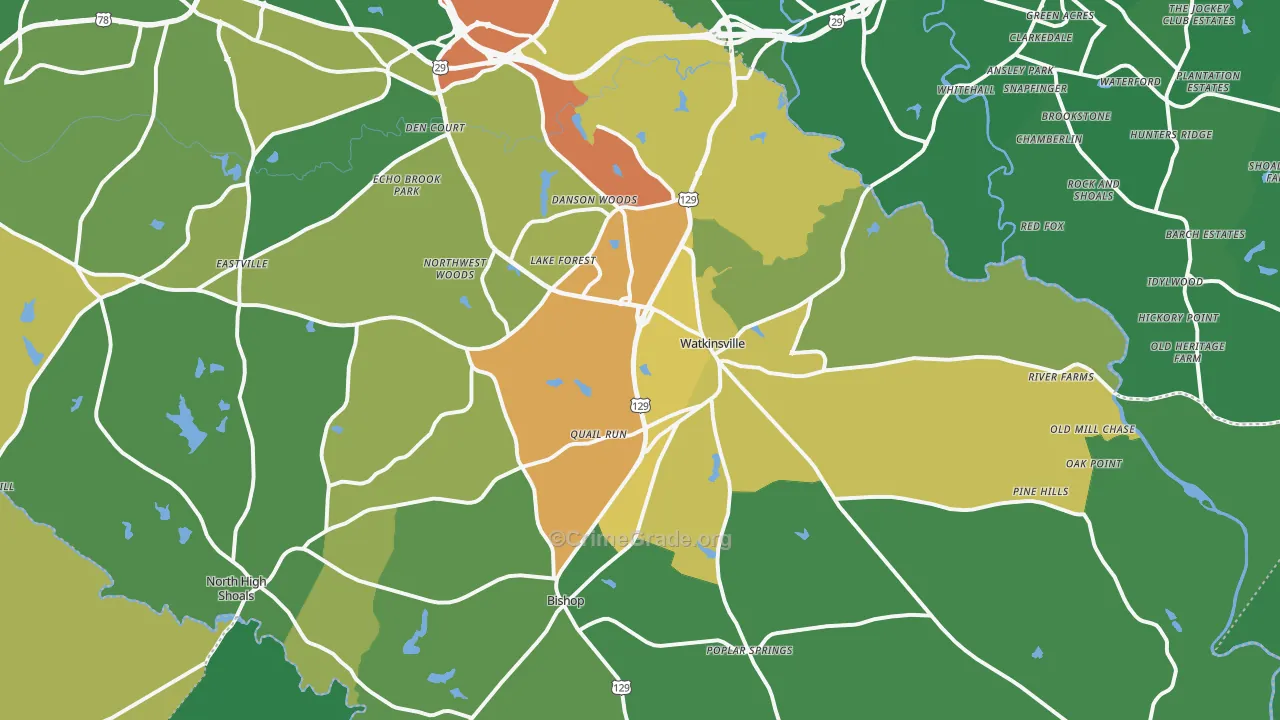 30677, GA Map of Drug-Related Crime Rates