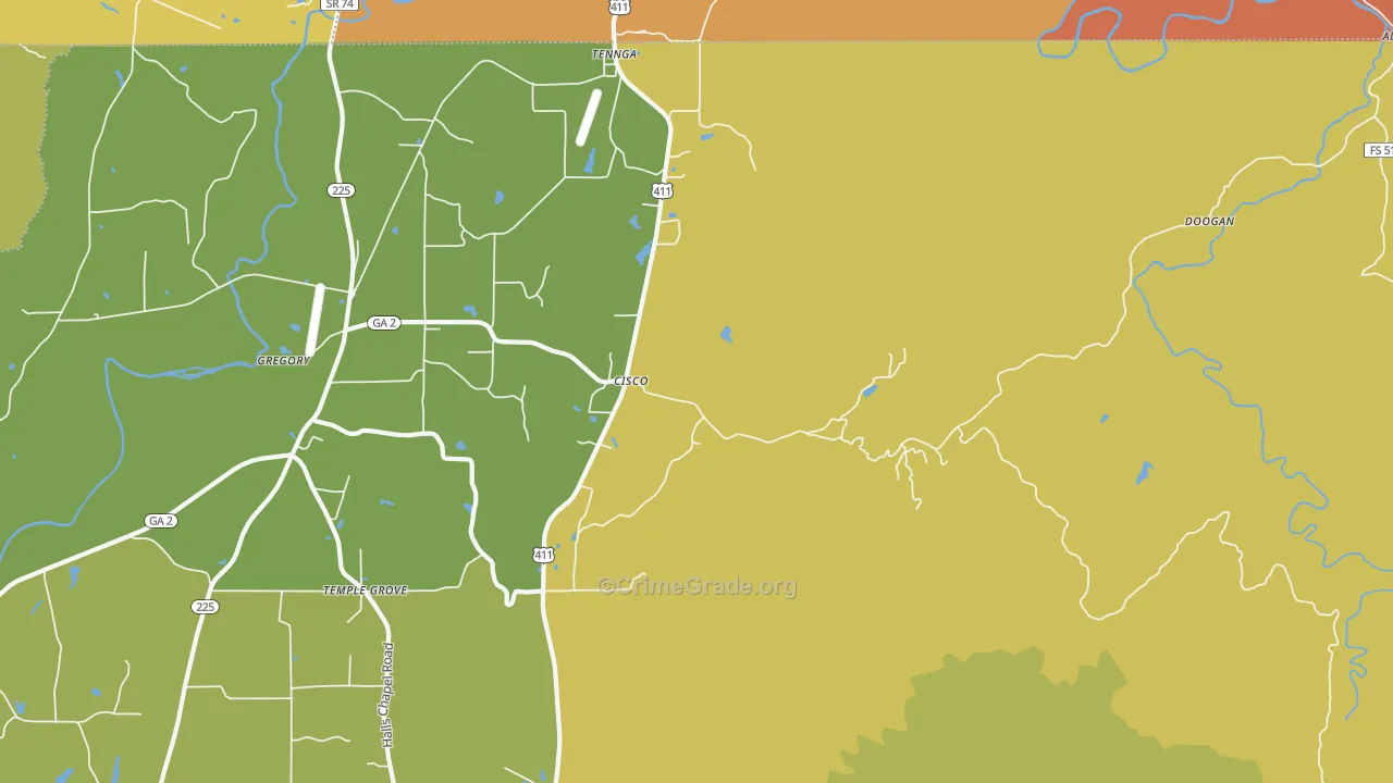 30708, GA Map of Drug-Related Crime Rates