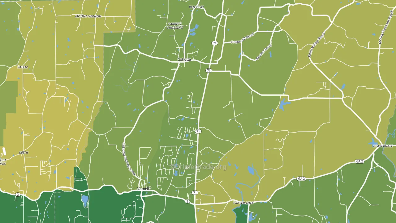 30710, GA Map of Drug-Related Crime Rates