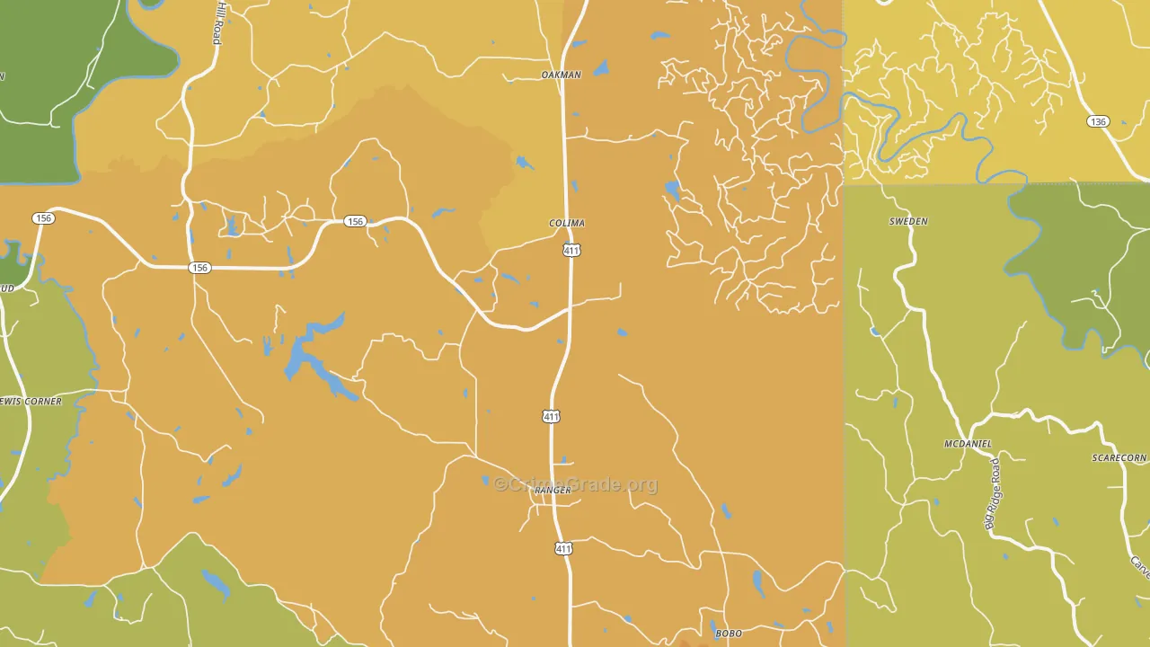 30734, GA Map of Drug-Related Crime Rates