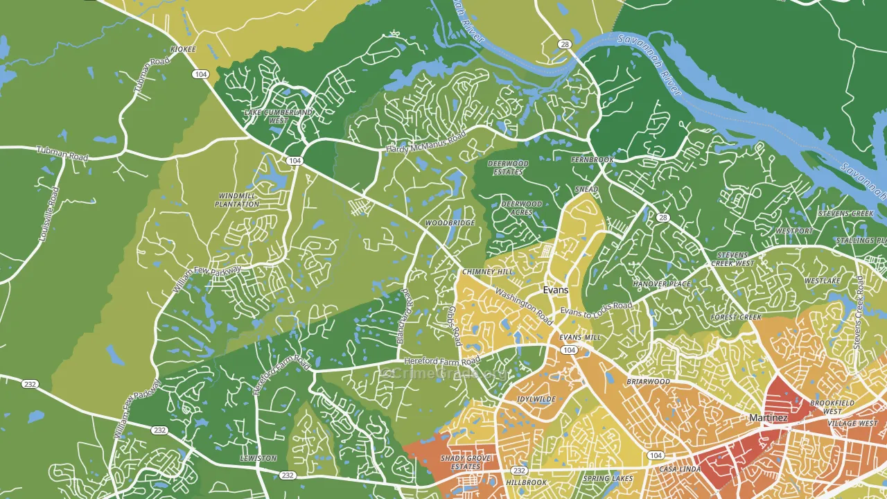 30809, GA Map of Drug-Related Crime Rates