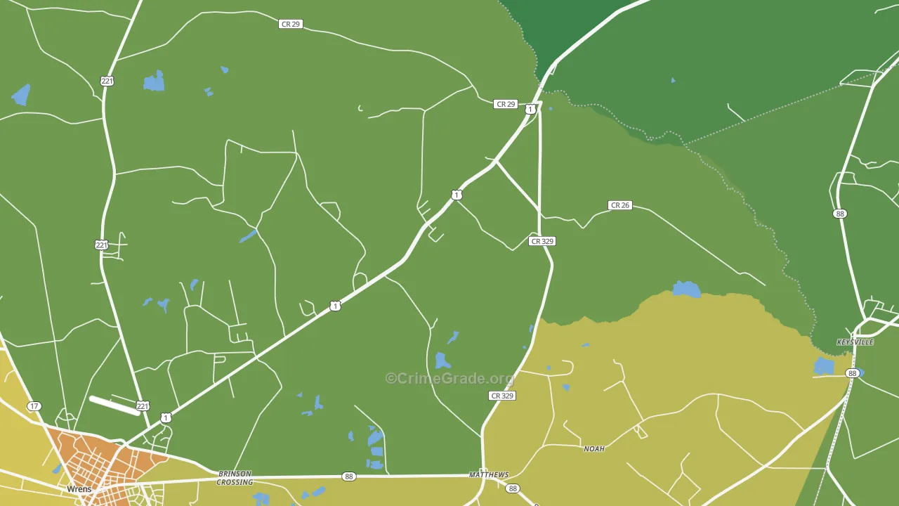 30818, GA Map of Drug-Related Crime Rates