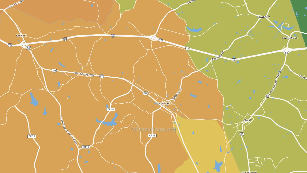 30821, GA Map of Drug-Related Crime Rates