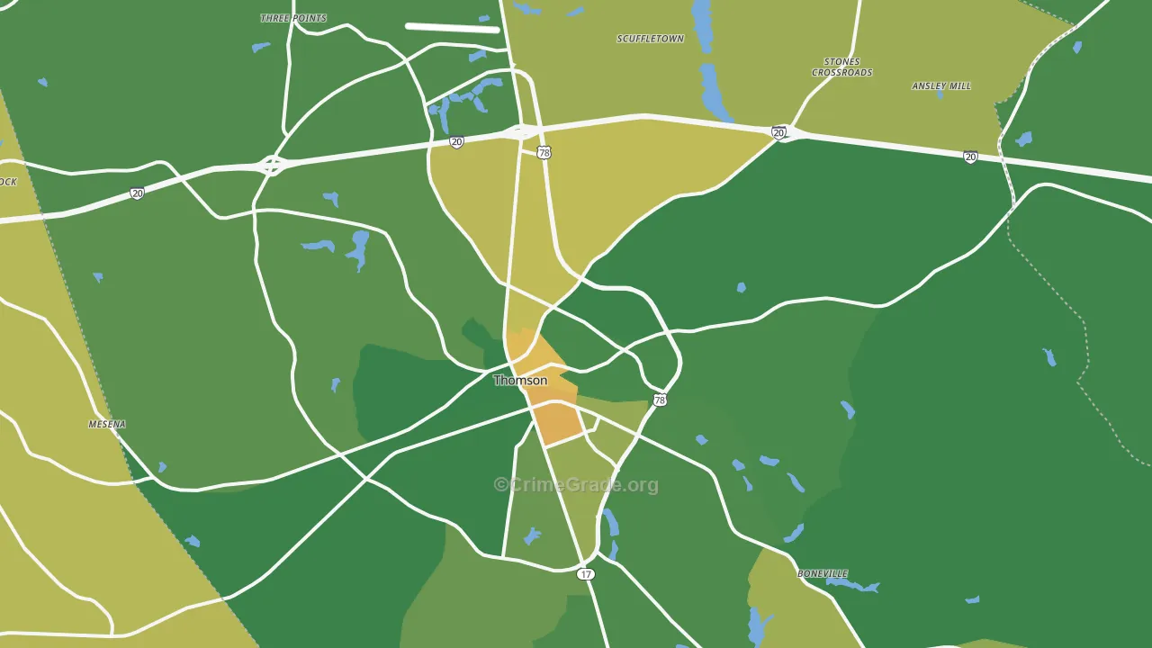 30824, GA Map of Drug-Related Crime Rates