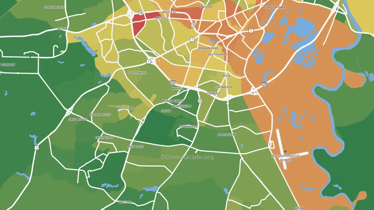 30906, GA Map of Drug-Related Crime Rates