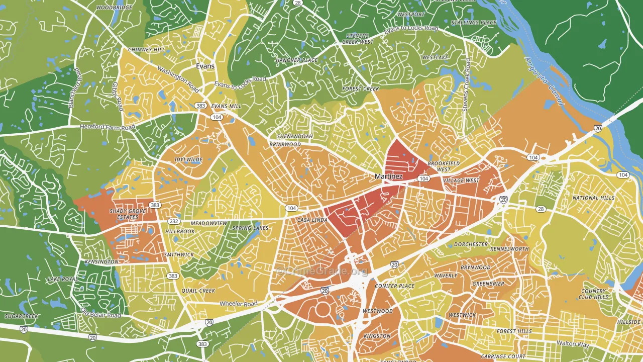 30907, GA Map of Drug-Related Crime Rates
