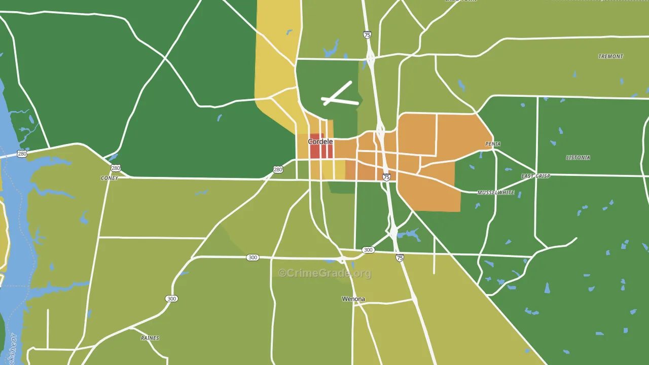 31015, GA Map of Drug-Related Crime Rates
