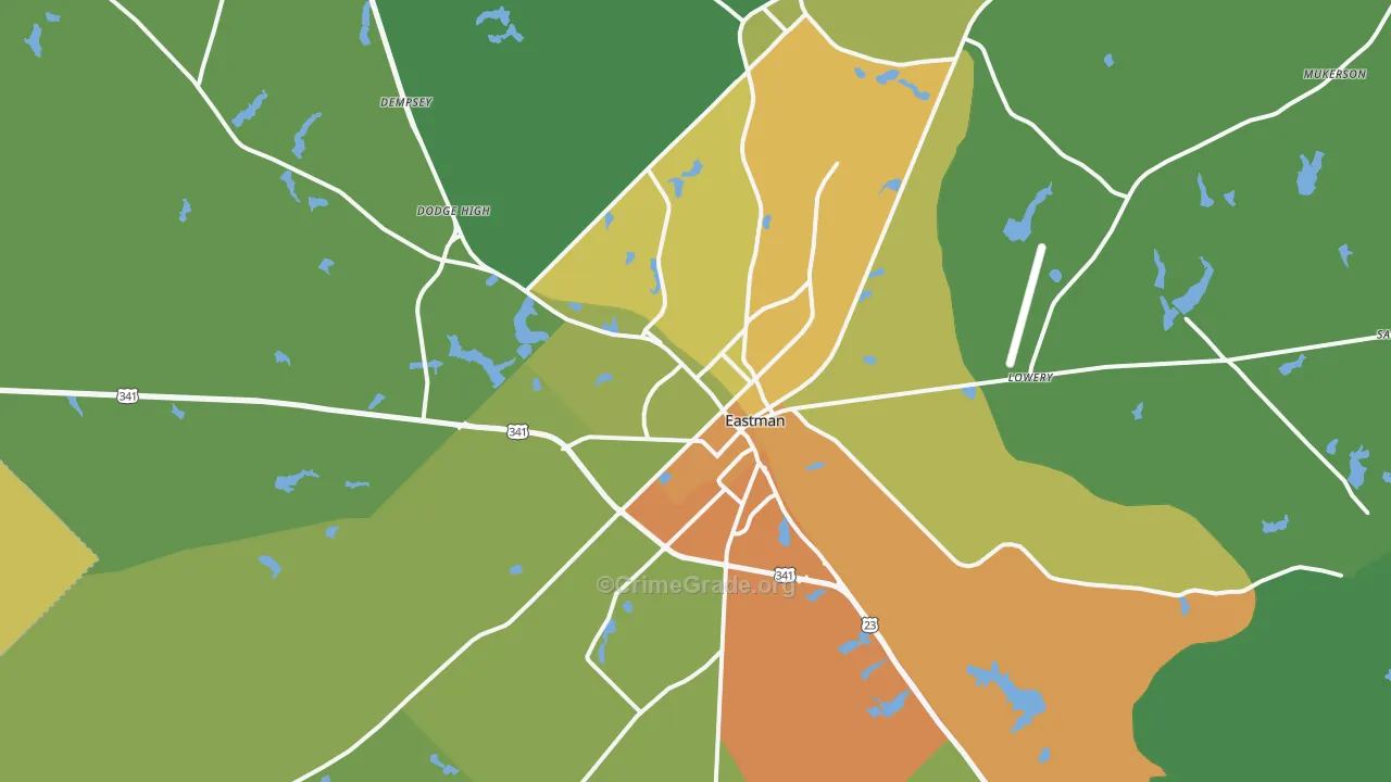31023, GA Map of Drug-Related Crime Rates