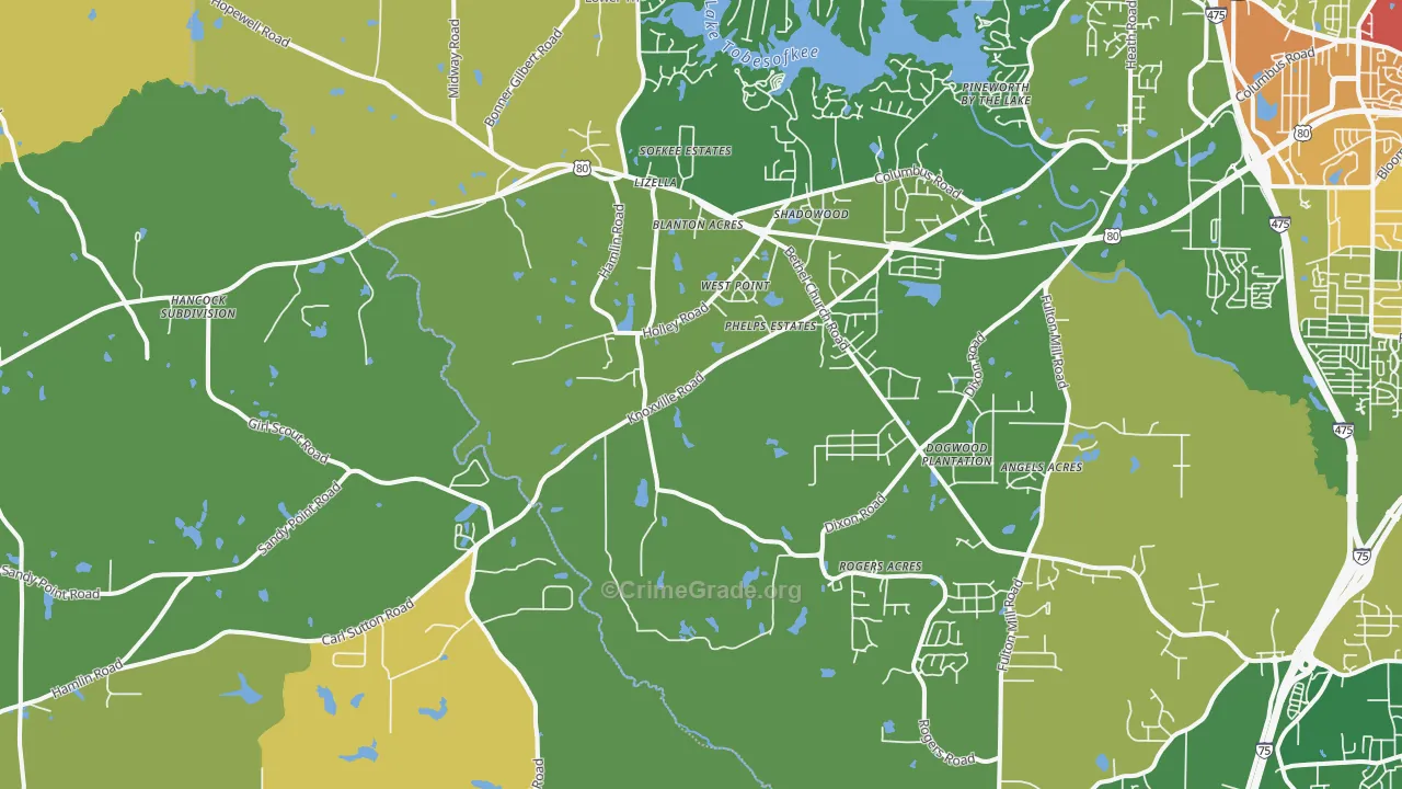 31052, GA Map of Drug-Related Crime Rates