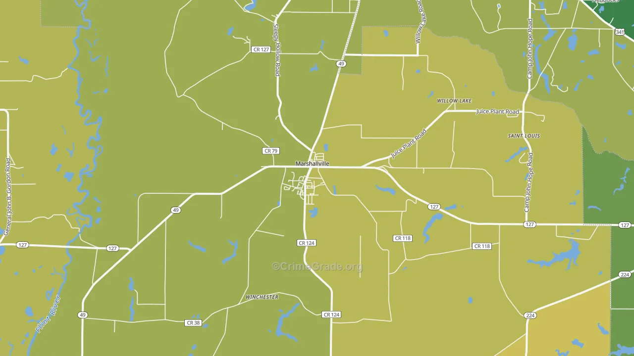 31057, GA Map of Drug-Related Crime Rates