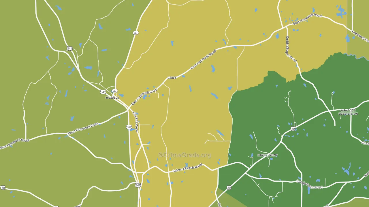 31066, GA Map of Drug-Related Crime Rates