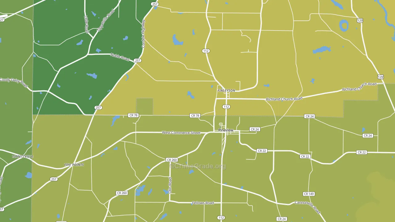 31071, GA Map of Drug-Related Crime Rates
