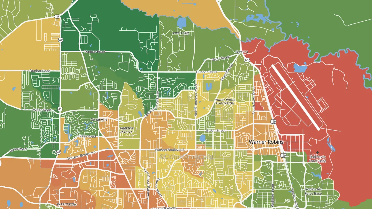 31093, GA Map of Drug-Related Crime Rates