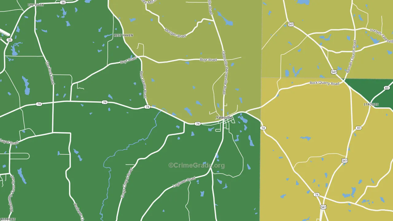 31097, GA Map of Drug-Related Crime Rates