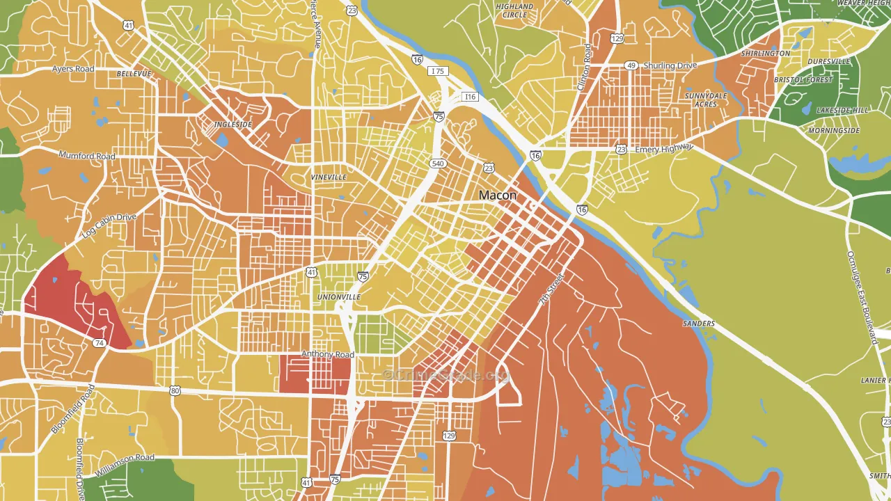 31201, GA Map of Drug-Related Crime Rates