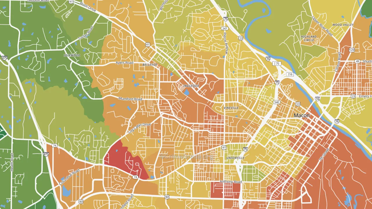 31204, GA Map of Drug-Related Crime Rates