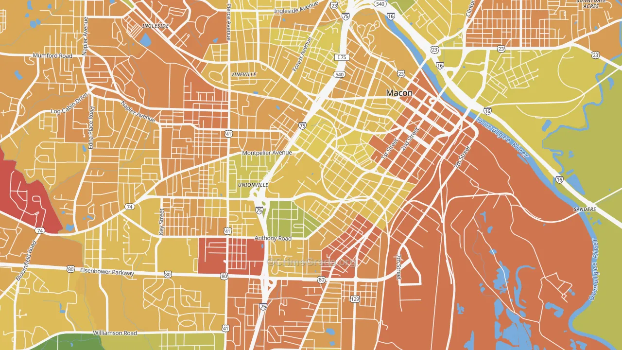 31207, GA Map of Drug-Related Crime Rates