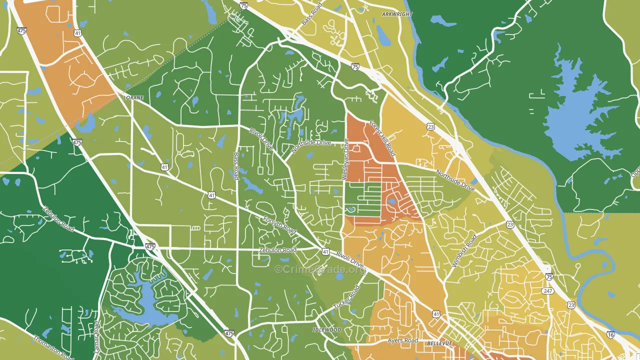 31210, GA Map of Drug-Related Crime Rates