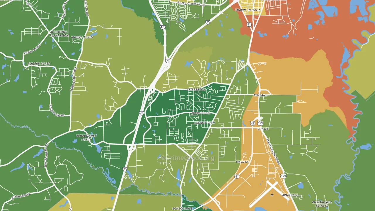 31216, GA Map of Drug-Related Crime Rates