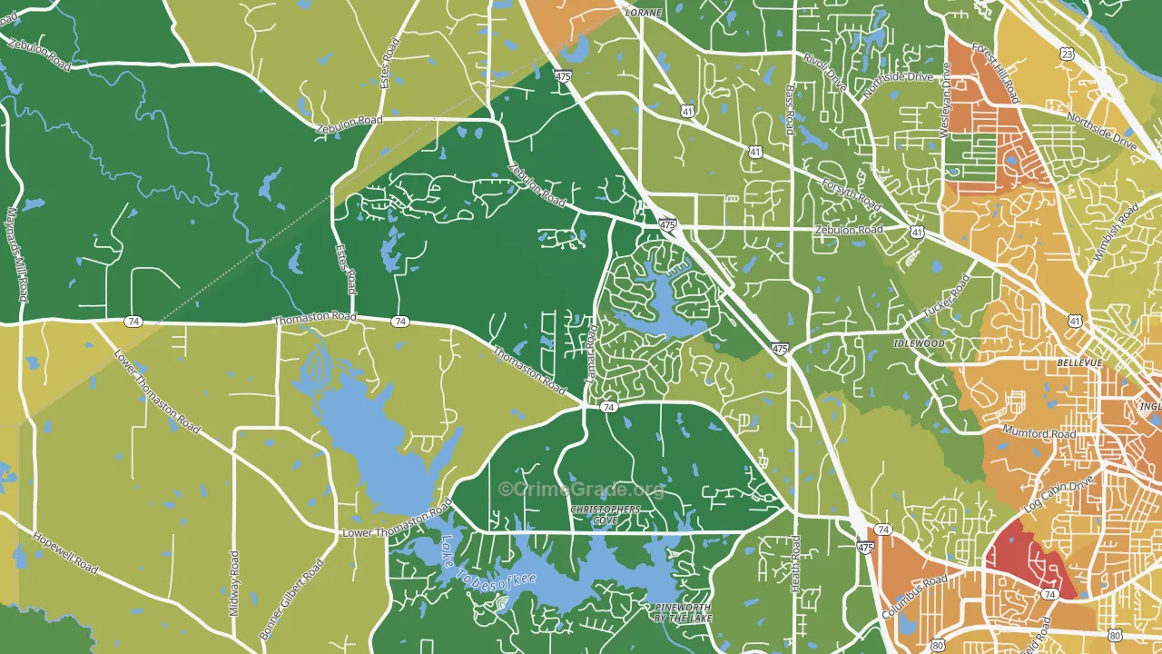 31220, GA Map of Drug-Related Crime Rates