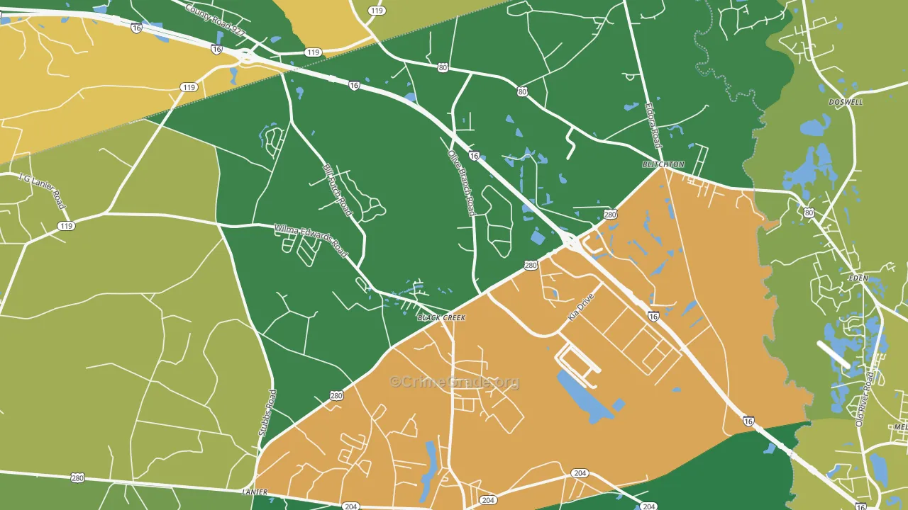 31308, GA Map of Drug-Related Crime Rates