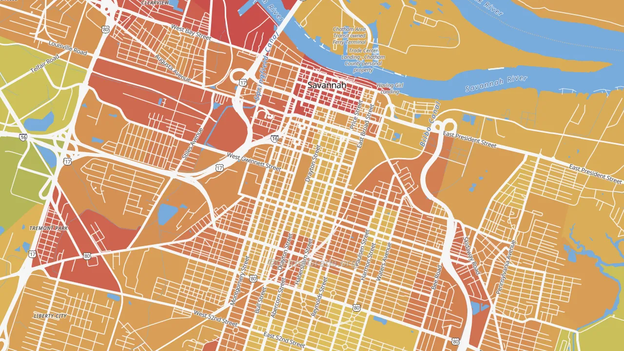 31401, GA Map of Drug-Related Crime Rates