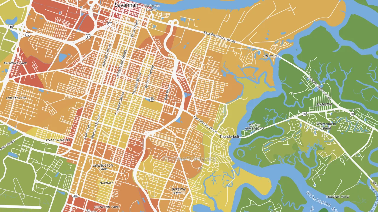 31404, GA Map of Drug-Related Crime Rates