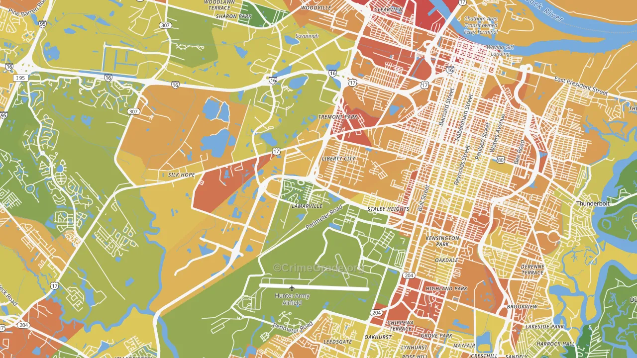 31405, GA Map of Drug-Related Crime Rates