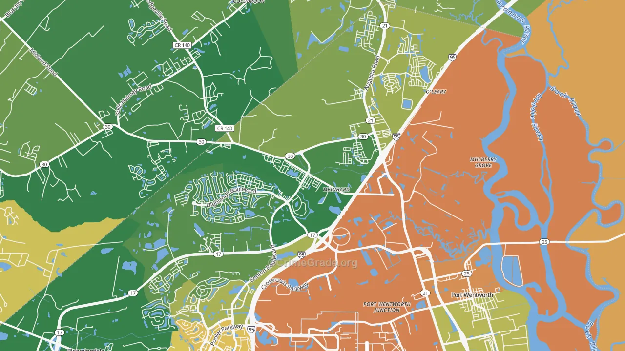31407, GA Map of Drug-Related Crime Rates