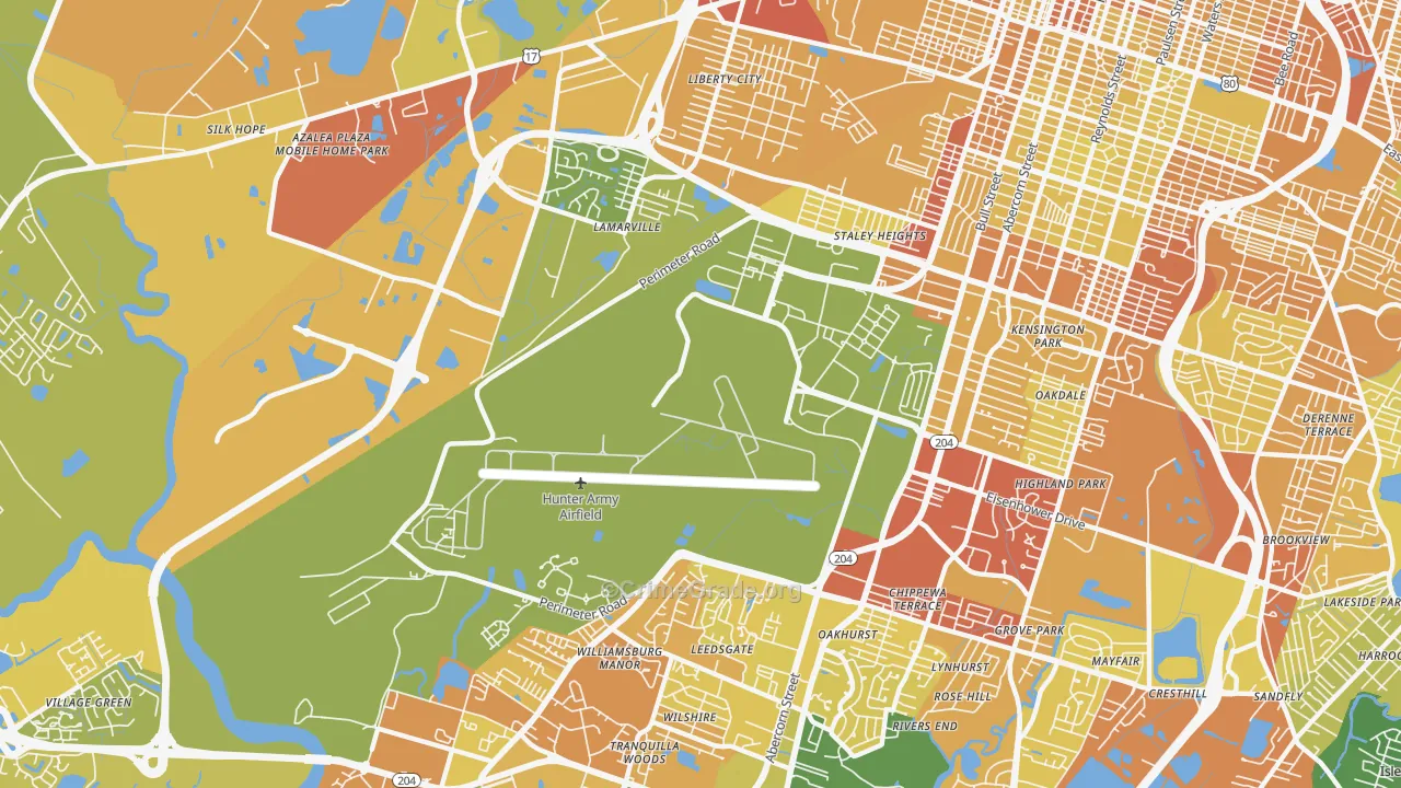 31409, GA Map of Drug-Related Crime Rates