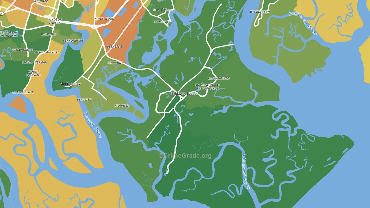 31411, GA Map of Drug-Related Crime Rates